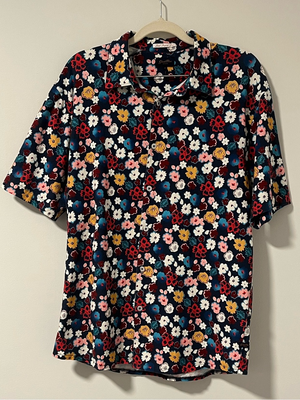 Good Man Brand Navy Floral Short-Sleeve Button-Down